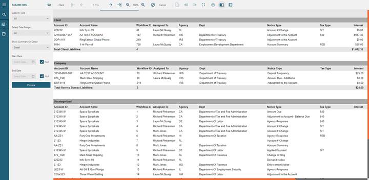 Report Options Theoptions on the report are on the left side and on top of the report ...